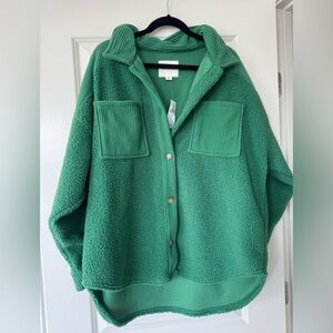 American Eagle Outfitters Green Sherpa Jacket